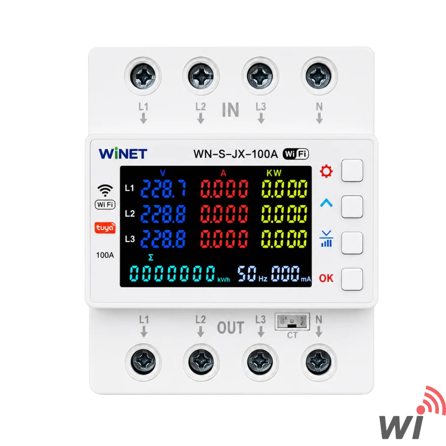 WINET WN-S-U100A WiFi Akıllı 3 Faz Enerji Analizörü ve Koruma Rölesi
