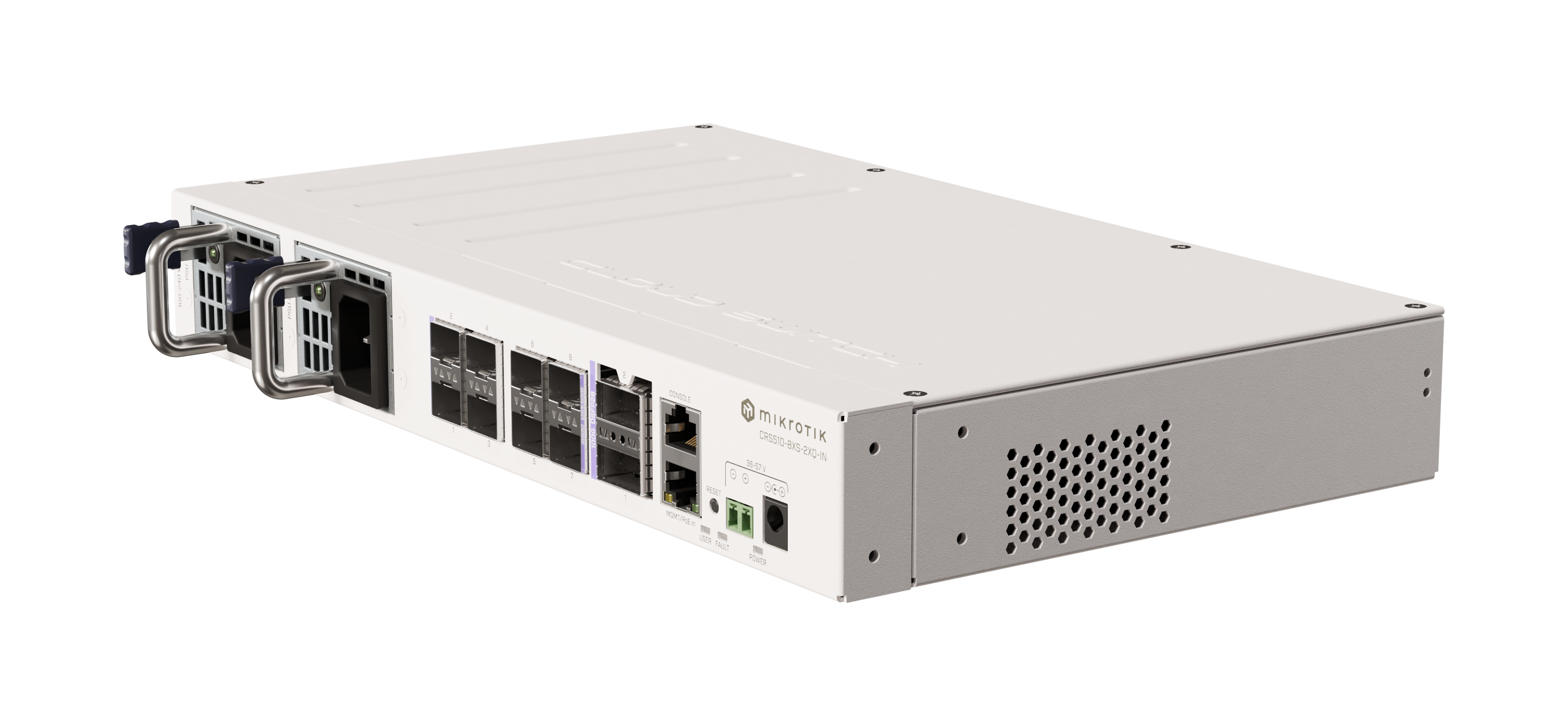 CRS510-8XS-2XQ-IN Cloud Router Switch 510-8XS-2XQ-IN in desktop case with RouterOS L5 license