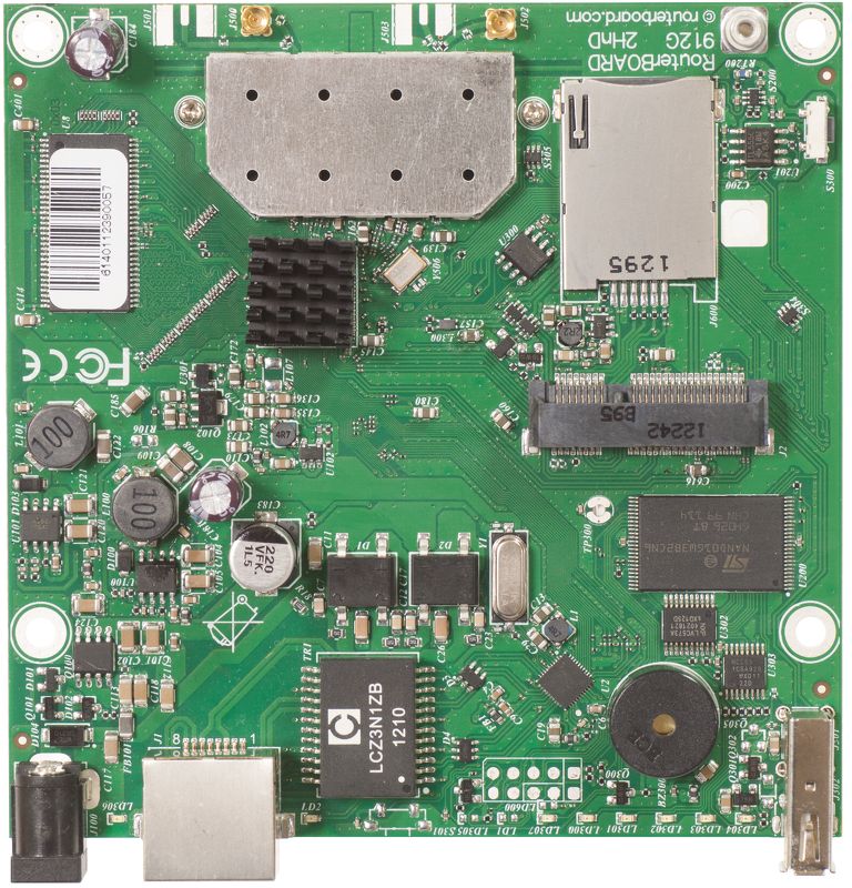 RB912UAG-2HPnD Mikrotik RB912UAG, 1xGbit LAN, USB, miniPCIe, 2.4Ghz 802.11b/g/n 2x2 Wifi, 2xMMCX conn, L4
