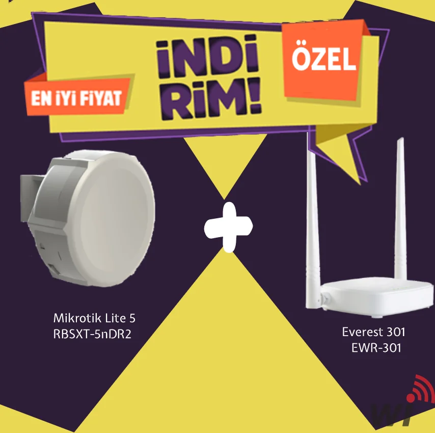 Mikrotik RBSXT-5nDr2 SXT Lite 5-Everest EWR-301 Kablosuz Router Bundle Kamyanya